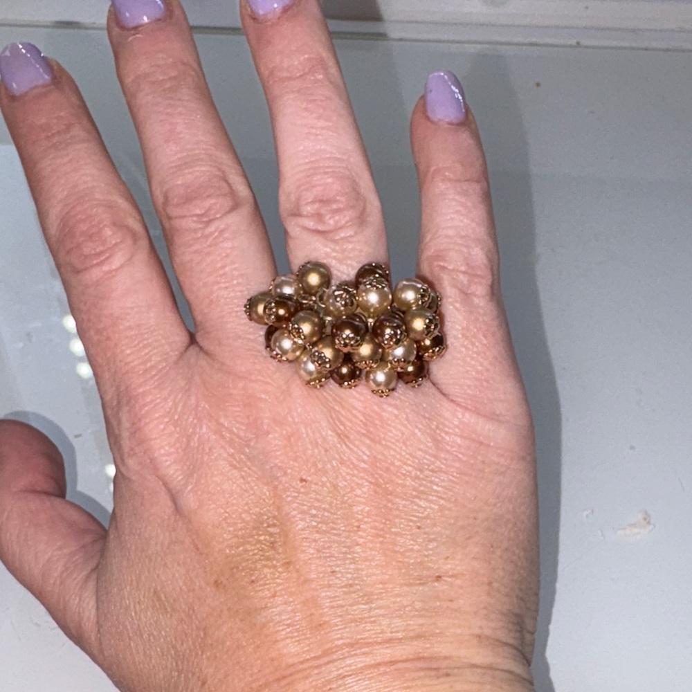 Kate Spade Gold and Pearl Statement Ring